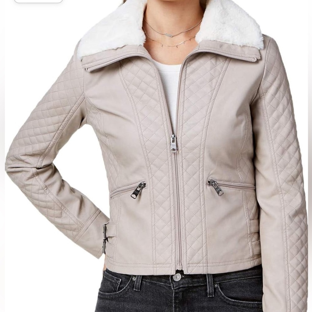 Coffee Shop Moto Jacket w/faux fur lining